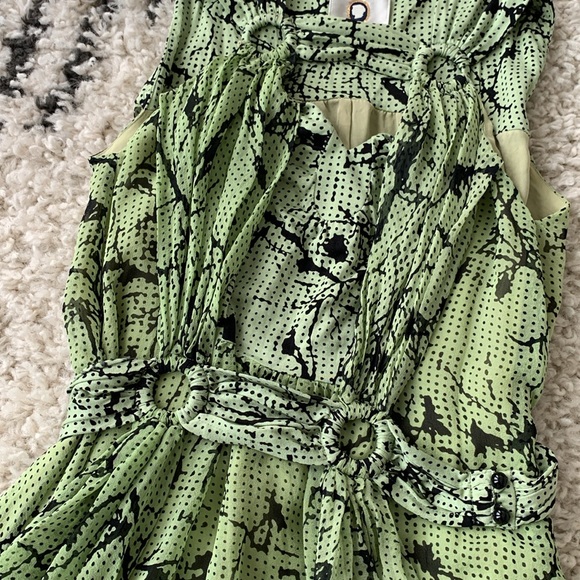 Maison Mayle 100% Silk Sleeveless Belted Green Dress Size 4 - Picture 5 of 9